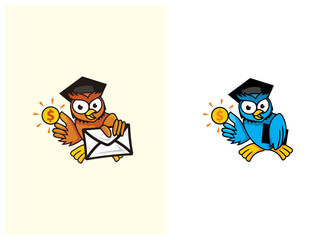 Owl with graduation hat illustration design [vector]