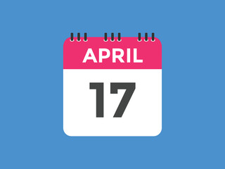 April 17 calendar reminder. 17th April daily calendar icon template. Vector illustration 
