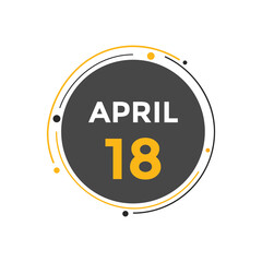 April 18 Calendar icon Design. Calendar Date 18th April. Calendar template 
