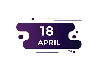 April 18 calendar reminder. 18th April daily calendar icon template. Vector illustration 
