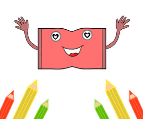 set of funny cartoon pencils