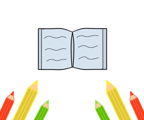 notebook and pencils