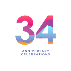 Obraz premium 34 year anniversary design template. vector template illustration