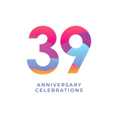 39 year anniversary design template. vector template illustration