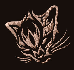 Low poly art with colorful red cat head