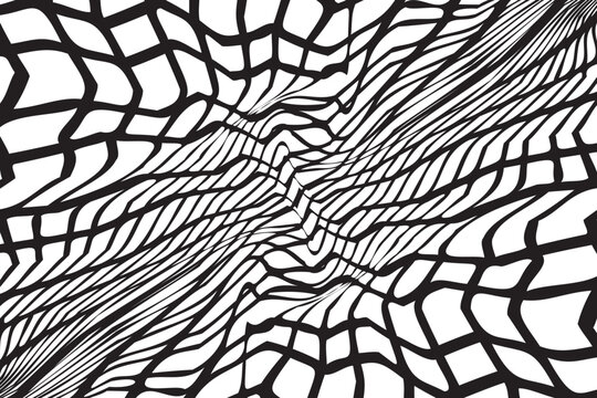 Black strokes net pattern background. Perspective monochrome net pattern background.