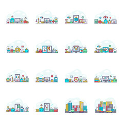 Obraz premium Pack of Bitcoin Flat Illustrations 