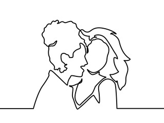 Continuous Drawing Of Two Lesbians Kissing Each Other. Lesbian girls are kissing. Homosexual couple, love, romantic, kiss. Women. LGBT family. Vector isolated black and white line drawing. LGBTQ+ 
