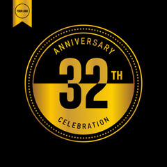 Fototapeta premium 32 year anniversary design template. vector template illustration