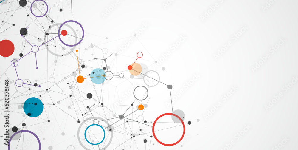 Wall mural template for science and technology presentation. plexus style background.