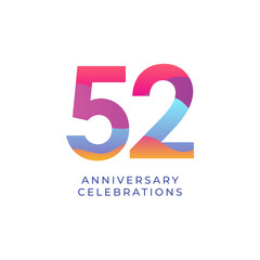 52 year anniversary design template. vector template illustration