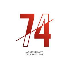 74 year anniversary design template. vector template illustration
