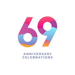 69 year anniversary design template. vector template illustration