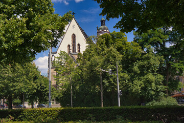 Blick auf die Thomaskirche, Kirche in Leipzig, Sachsen, Deutschland