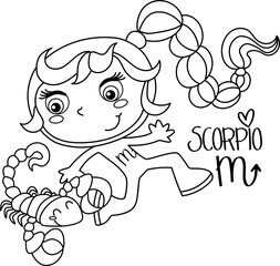 Cute little girl dressed as scorpio sign