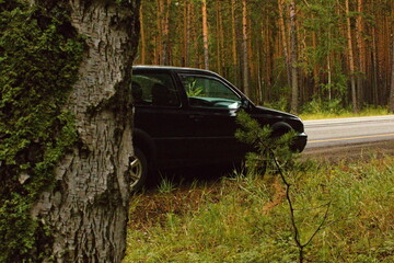 car in the woods