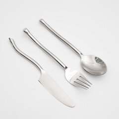 silverware fork spoon knife isolated on white