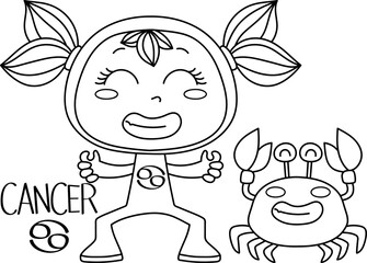 Cute little girl dressed as cancer sign