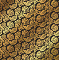 A vector vintage gold floral damask pattern.