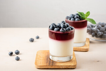 Gelatin dessert with blueberries.