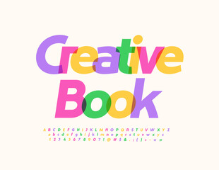 Vector artistic sign Creative Book with colorful Font. Watercolor set of Alphabet Letters, Numbers and Symbols