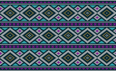 Embroidery Pattern, Knitted Craft Background, Vector Graphic Continuous for digital print