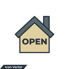 House open icon logo vector illustration. house symbol template for graphic and web design collection