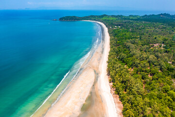 Aerial view of Koh Phayam beach in Ranong, Thailand