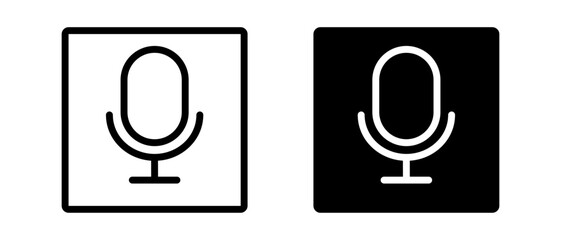 A set of button icons for a square microphone. Sound and voice. Recording and podcasting. Vectors.