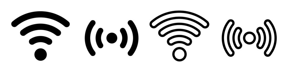 Simple icon set for Wi-Fi and radio waves. Internet communication icons. Vector.