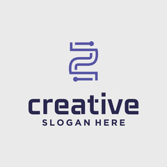 Initial z set linear monogram style for business logo and branding letter z tech design template