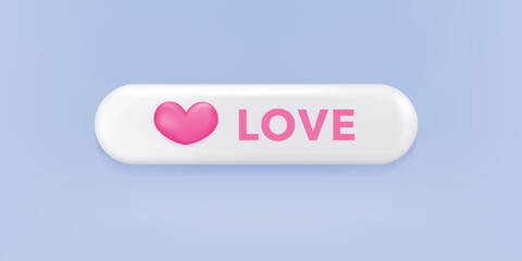 3d love bar with heart button isolated.