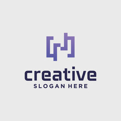 Creative n technology logo set minimalist trendy letter n shape logo creative geometric sign logo