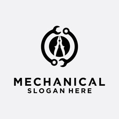 Mechanic logo vehicle and industrial engine repair logo design templates vector illustrations