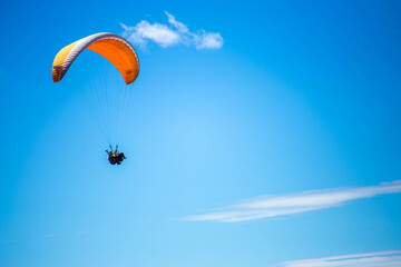 skydiving in Schafberg by Sankt Wolfgang im Salzkammergut, Austria, perfect sky