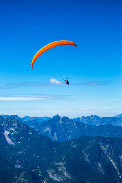 skydiving in Schafberg by Sankt Wolfgang im Salzkammergut, Austria, perfect sky