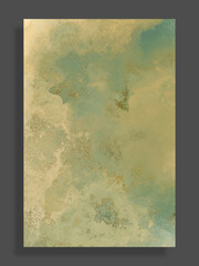 Luxury dark green and gold textured cover. Beautiful painting green and gold glitter template. Watercolor alcohol ink splash hand painted design. template for invitation, greeting card or wedding.