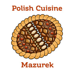 Mazurek traditional polish easter cake on white background - obrazy, fototapety, plakaty