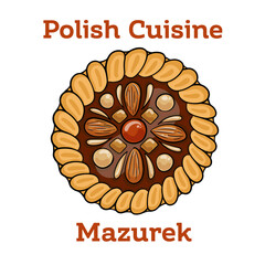 Mazurek traditional polish easter cake on white background