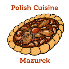 Mazurek traditional polish easter cake on white background