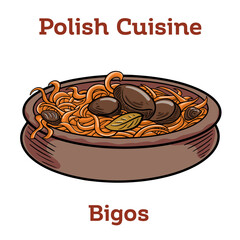 Bigos - cabbage stewed with meat, dried mushrooms and sausage.Traditional dish of polish cuisine.