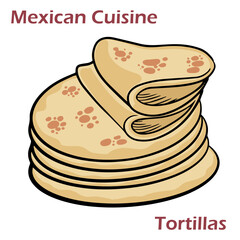 Mexican tortillas. Flat bread tortillas pile
