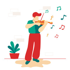 musician playing violin clipart and illustration © Hand of Art
