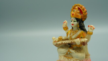 indian hindu god saraswati mata image hd on white background - obrazy, fototapety, plakaty