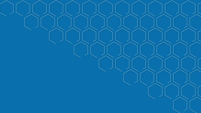 Abstract blue hexagon pattern motion graphics background. Seamless looped