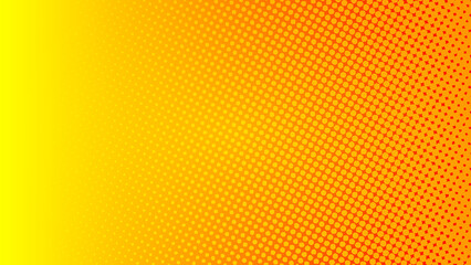 Yellow and orange pop art retro comic background with halftone dots