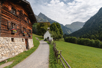 The old mountain farm Gerstruben in the south from the German near the town Oberstdorf.