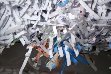 Heap of white shredded papers background,