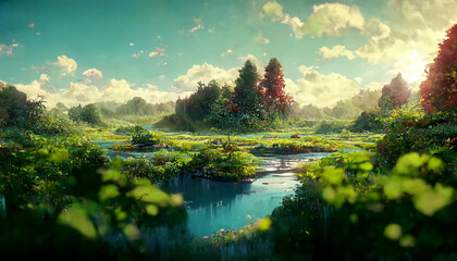 Naklejka premium Anime Nature Environment Background Image