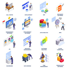 Business Software Isometric Set